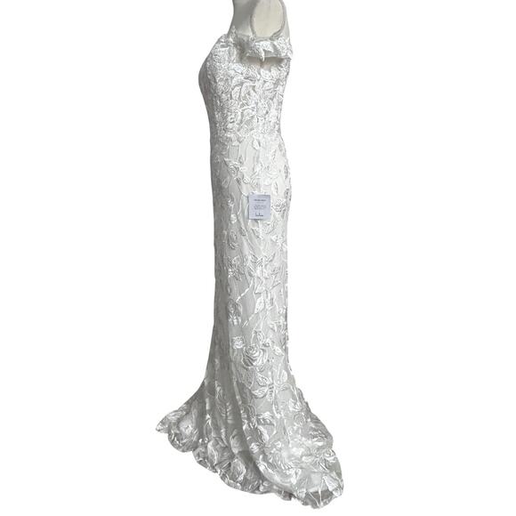 LULUS Precious Romance White Embroidered Off-the-Shoulder Maxi Dress-Size 8 - Picture 4 of 10